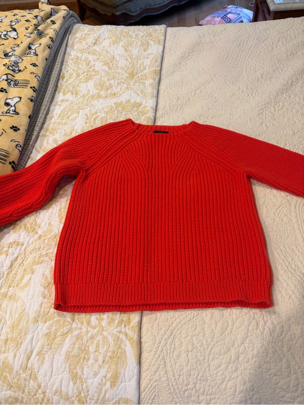 J. Crew Bright Red Chunky Ribbed Crewneck Sweater